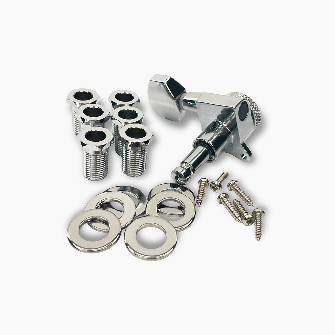 Allparts Top Lock locking tuner back and hardware view chrome