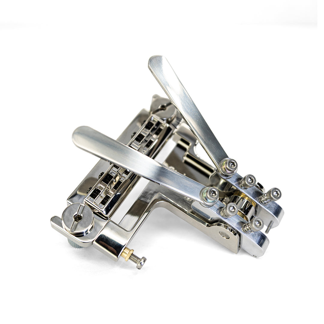 Certano Honky Tonk Special Tailpiece with Badass Wraparound Bridge - Nickel - Tilted