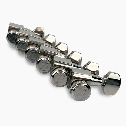 Allparts Top Lock Modern mid size locking front view set nickel