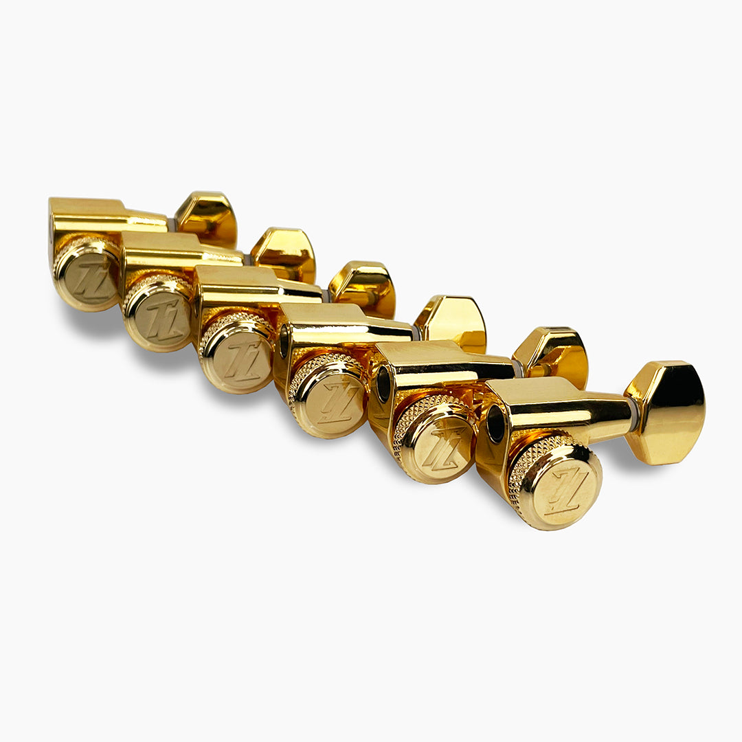 Allparts Top Lock Modern mid sized locking front view gold