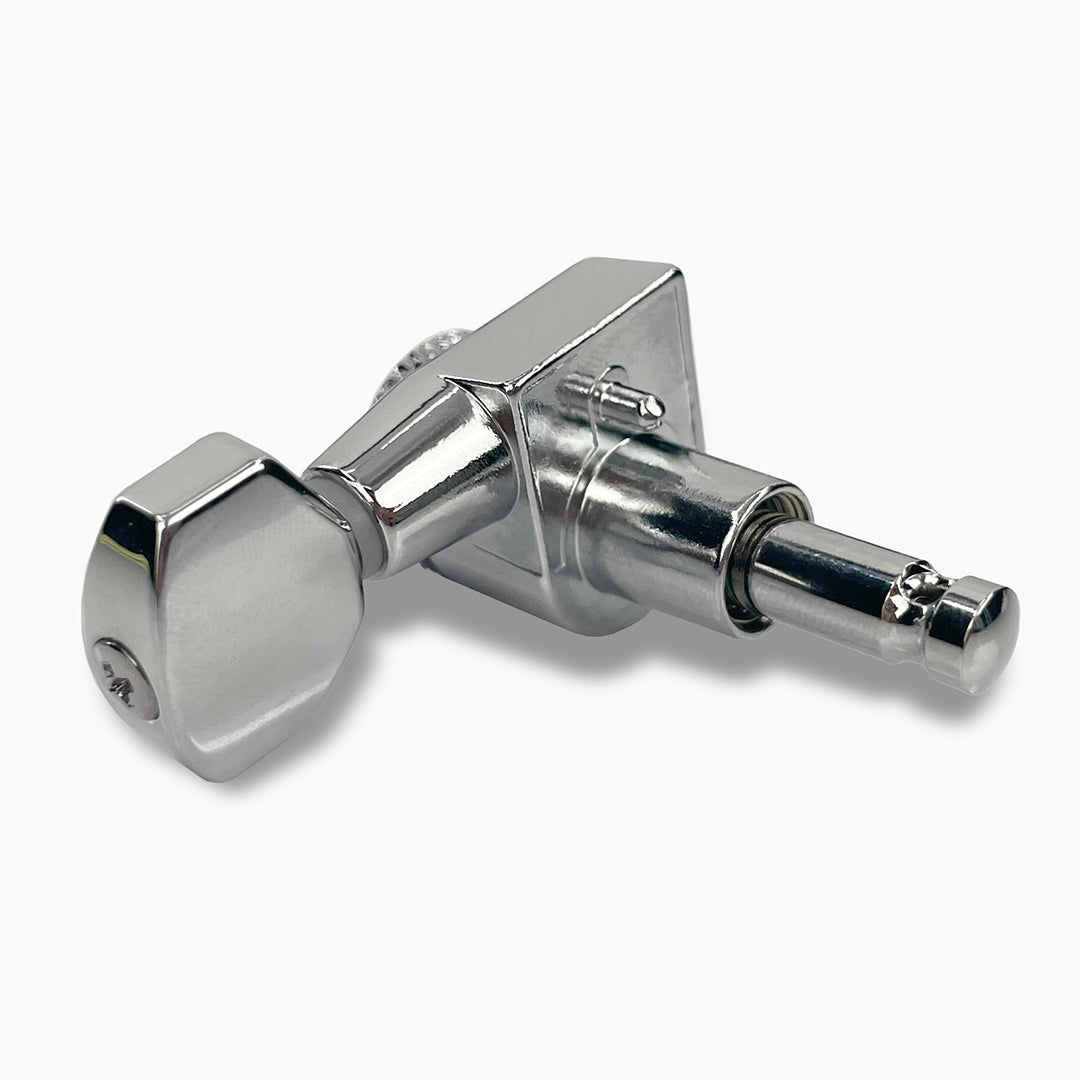 Allparts Top Lock Modern mid sized locking single back view chrome