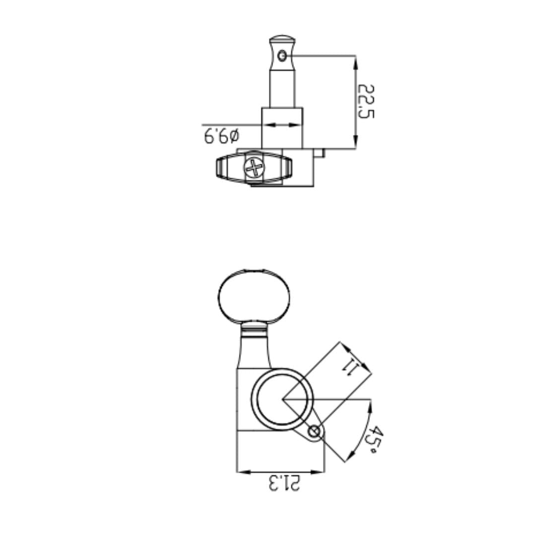 Allparts Top Tier mini key line drawing